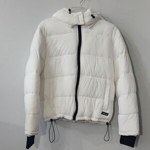 Hurley X White Puffer Jacket w/ Removable Hood Adjustable Waist